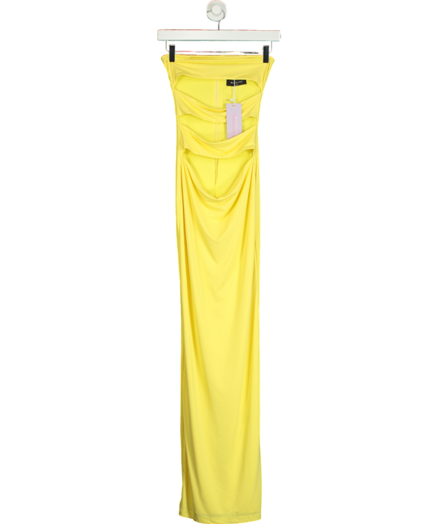 White Fox Yellow Midnight Rain Maxi Dress Lemon UK XS