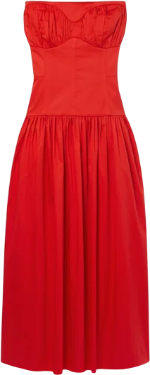 TOVE Red Gathered Stretch Midi Dress Fr40 UK 12
