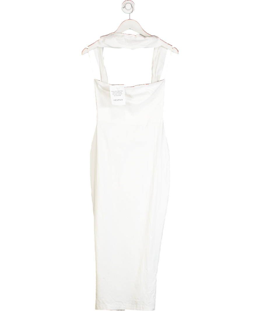 Vesper White Zip Back Midi Dress UK 10