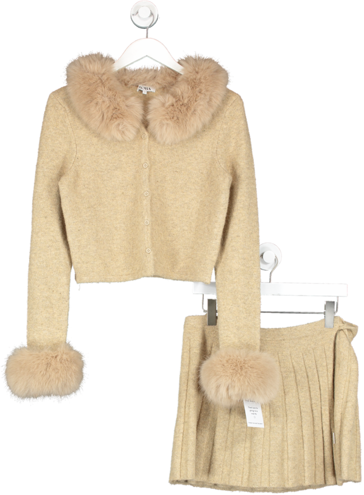 Loba Brown Nili Faux Fur Sweater & Nili Wrap Skirt Uk M UK S