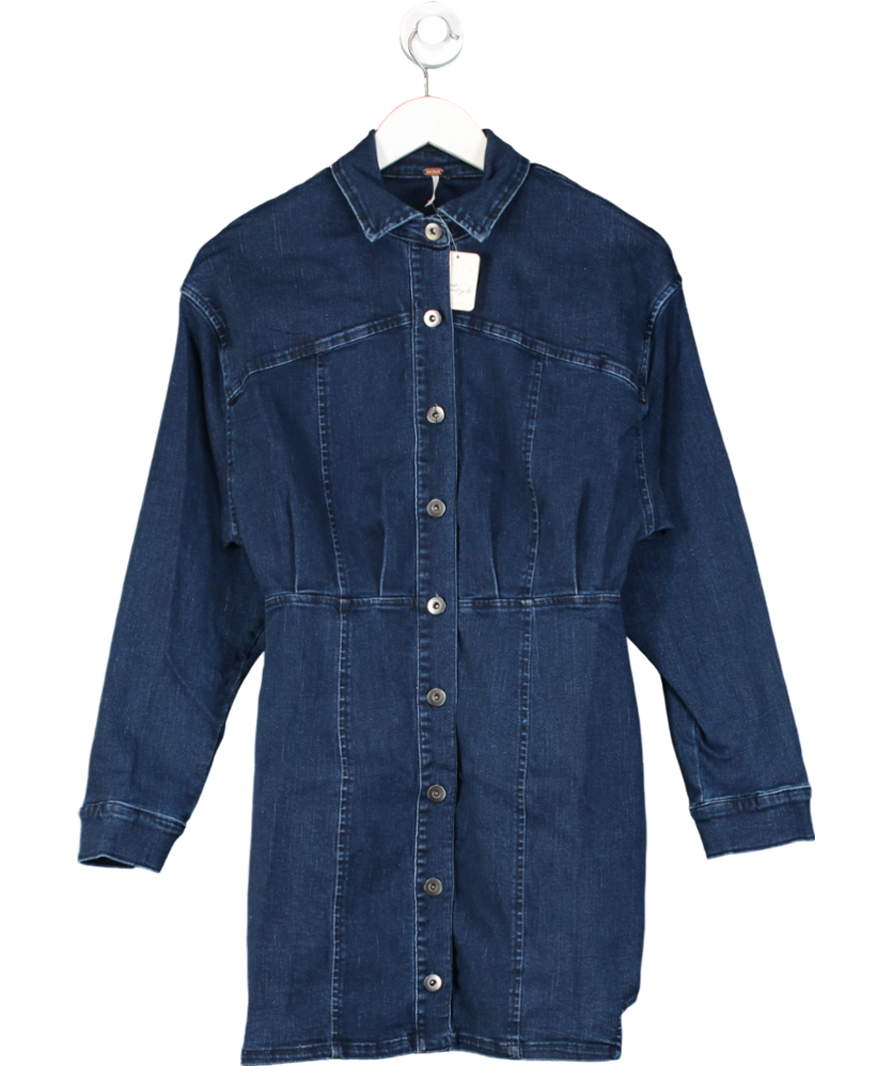 Free People Blue Amber Denim Dress UK 6