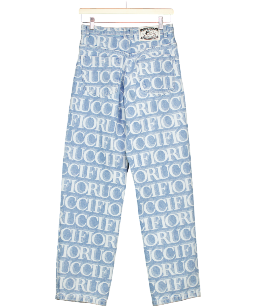FIORUCCI Blue Monogram Print High Rise Jeans W26