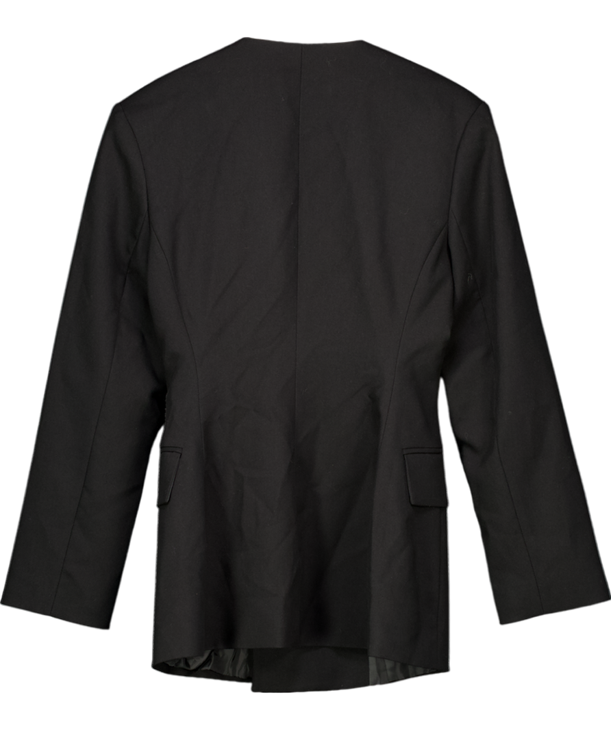 V by Very Structured Round Neck Double Breasted Blazer - Black UK 10
