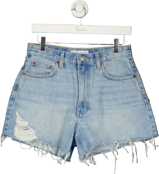 Topshop Blue A-Line Denim Shorts UK 10