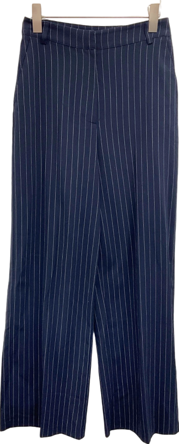 Nasty Gal Navy Pinstripe Trousers UK 8