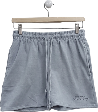 Feels Like A Sunday Grey Embroidered Jersey Shorts UK S