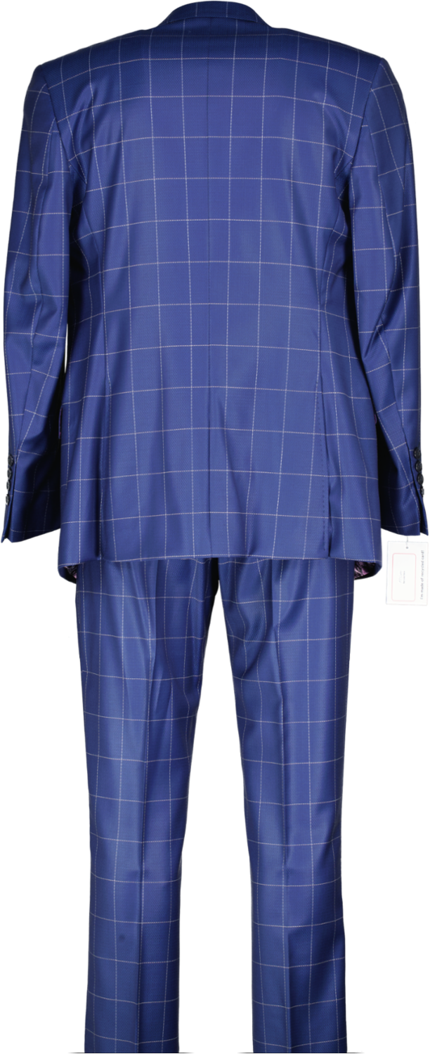William Hunt Two Piece Wool Suit In Blue Tartan W38