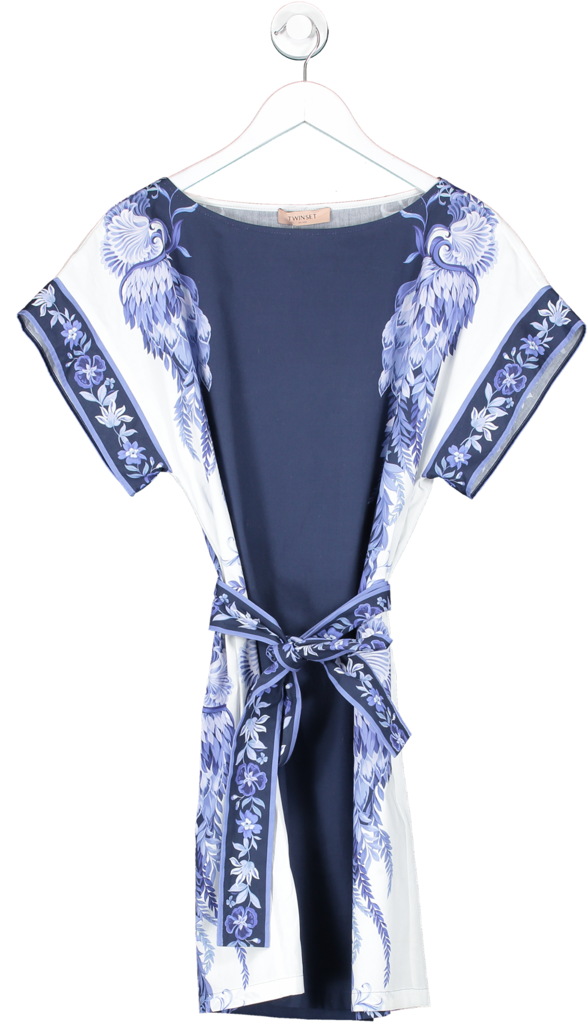 Twinset Blue Cotton Floral Dress With Detachable Belt UK 8