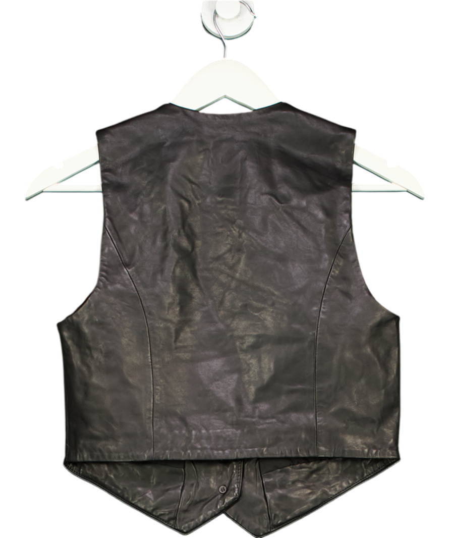 All Saints Black Arla Lea Leather Waistcoat UK 6