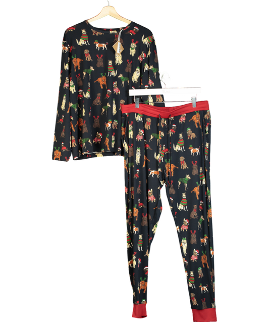 Chelsea Peers Blue 2 Dogs Of Christmas Print Long Pyjama Set UK XL