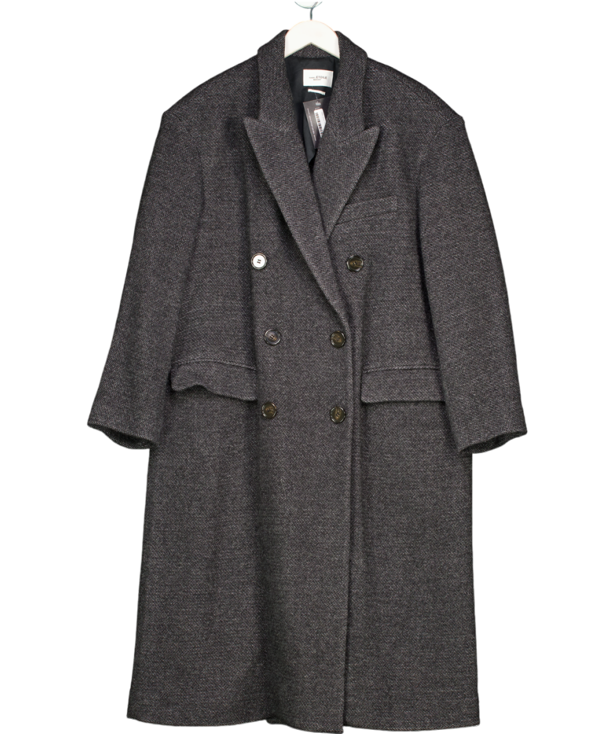 Isabel Marant Etoile Lojima Wool Blend Coat In Anthracite Grey Tweed Fr40 UK 12