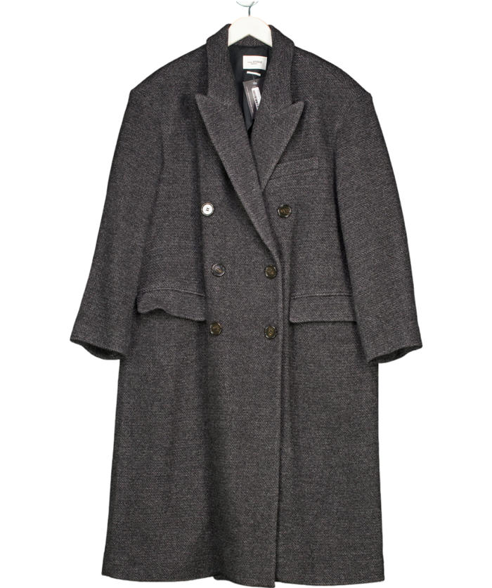 Isabel Marant Etoile Lojima Wool Blend Coat In Anthracite Grey Tweed Fr40 UK 12