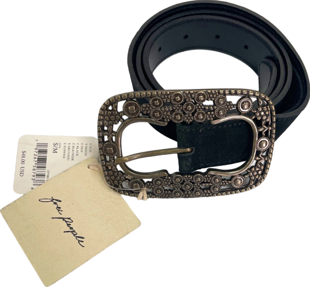 Free People Black Ornate Belt S/M