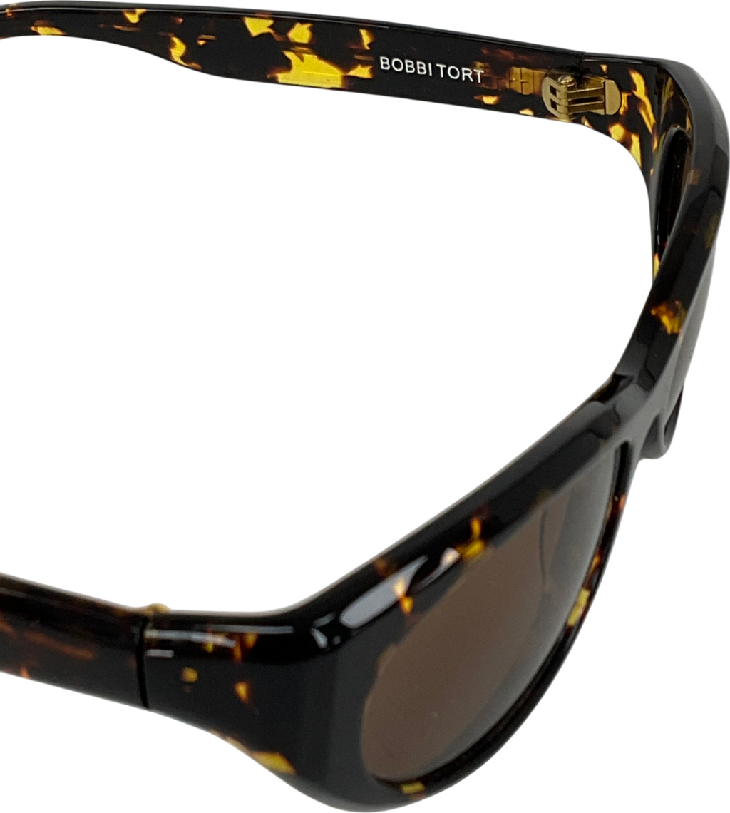 shevoke Brown Bobbi Tort Sunglasses in case