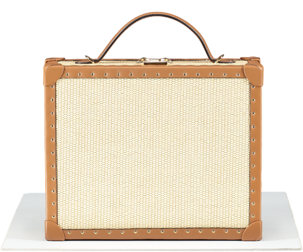 Tanner Krolle x Aerin Luxury Wicker Vanity Bag With Leather Shoulder Strap