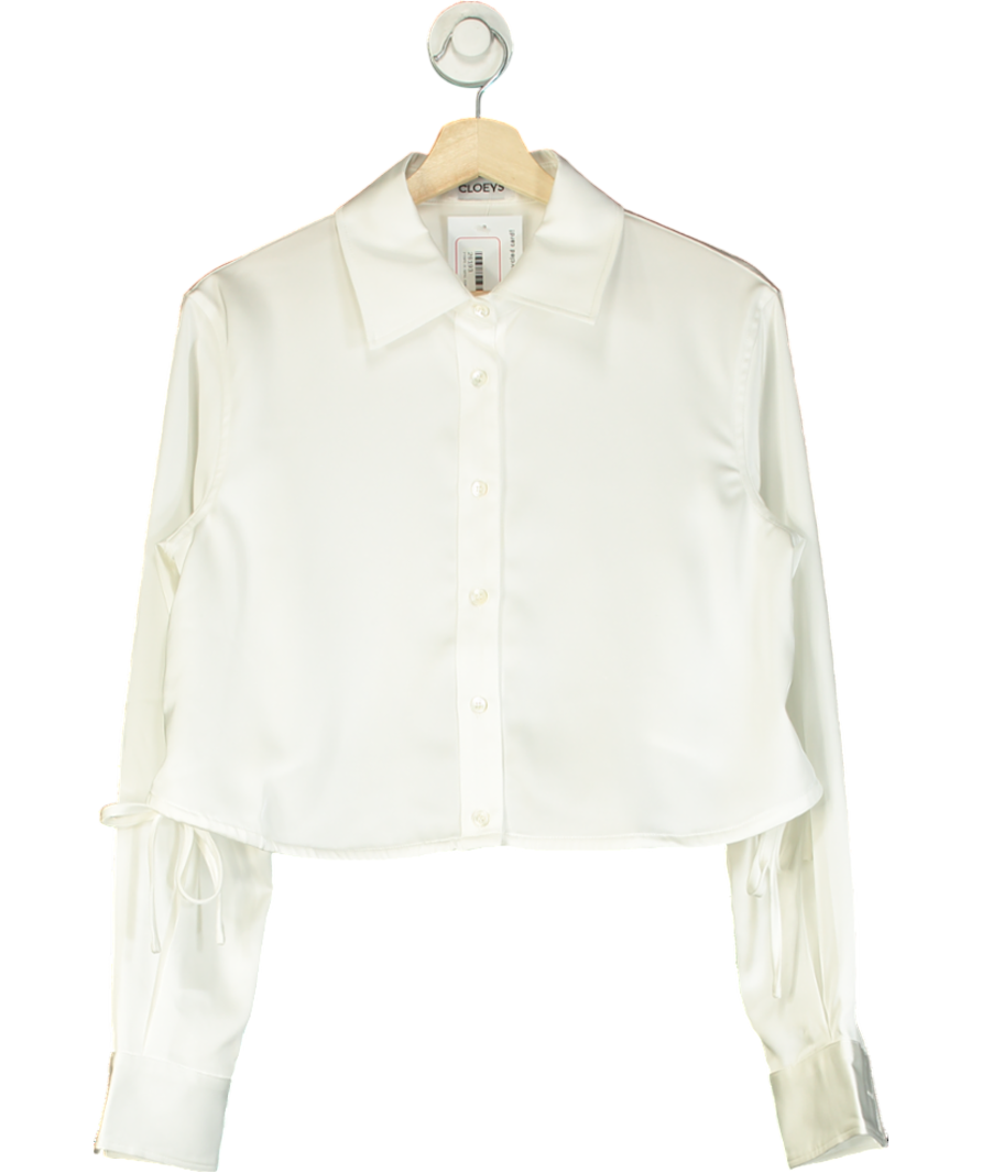 Cloeys White Satin Drawstring Shirt UK S