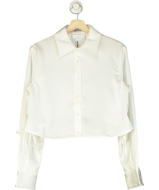 Cloeys White Satin Drawstring Shirt UK S