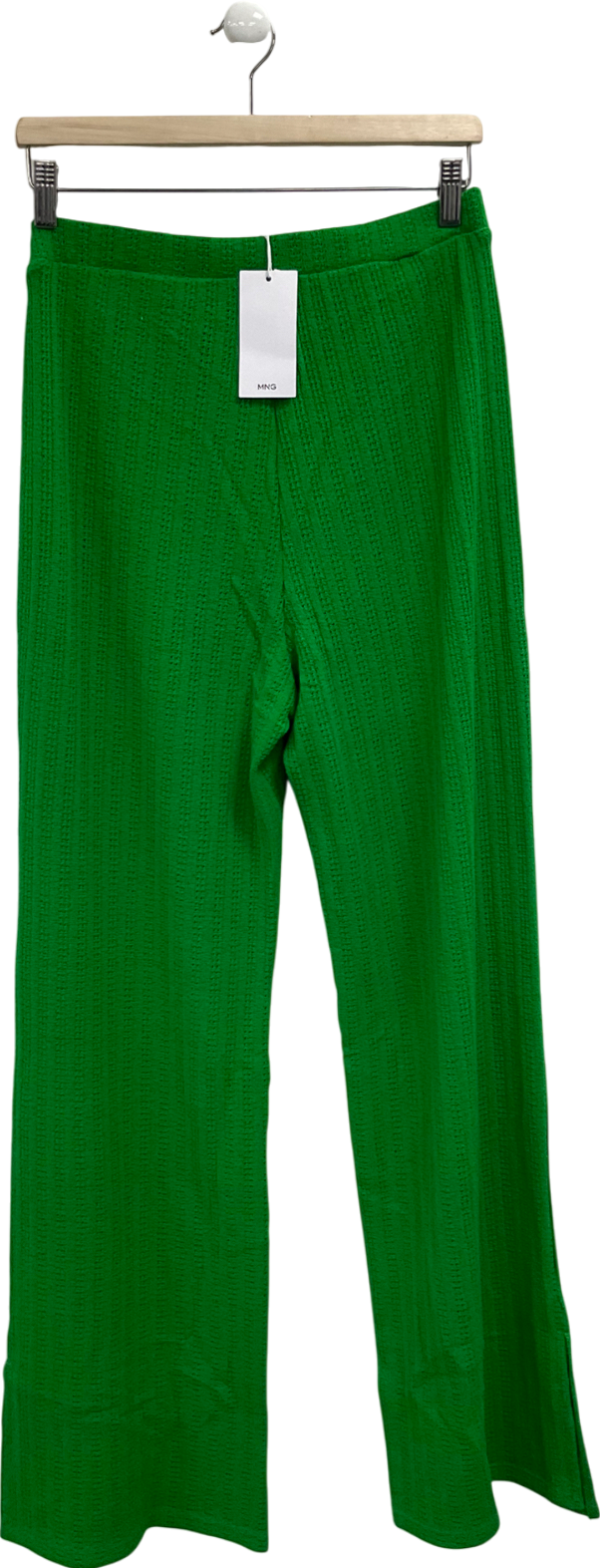 MANGO Green Straight Crochet Trousers UK M