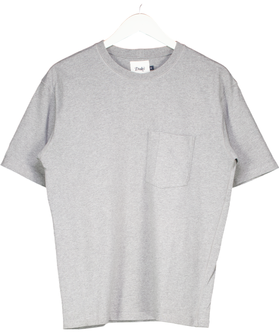 Drake's Grey Pocket Detail Crew Neck T-shirt UK M