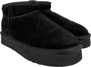 Lamo Blue Suede Ankle Slip-on Boots – Fur-lined Platform Boot UK 6 EU 39