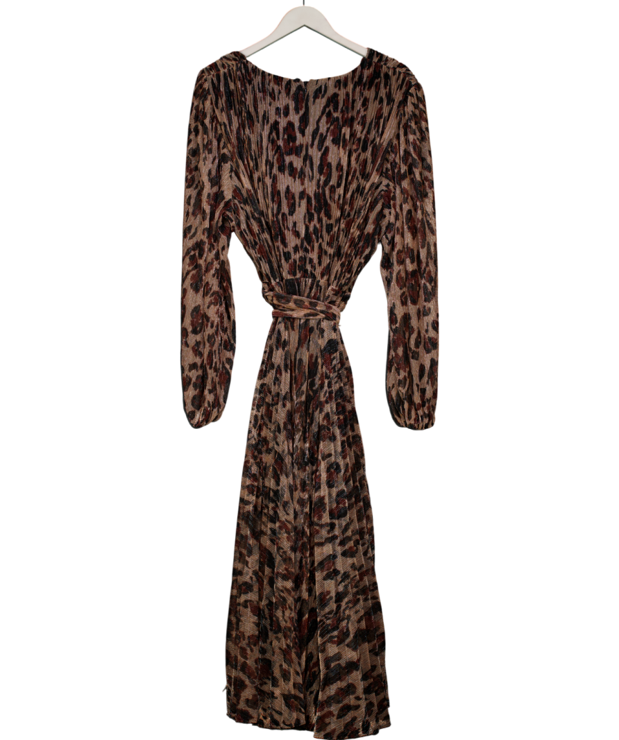 Phase Eight Brown Jovie Leopard Print Plisse Maxi Dress UK 24