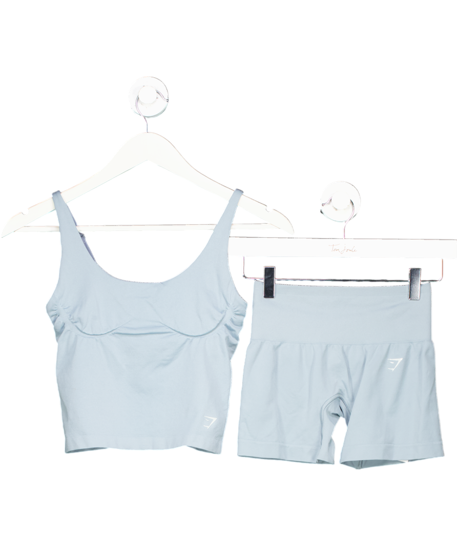 gymshark Blue Soft Sculpt Tank Top And Shorts UK XS/S