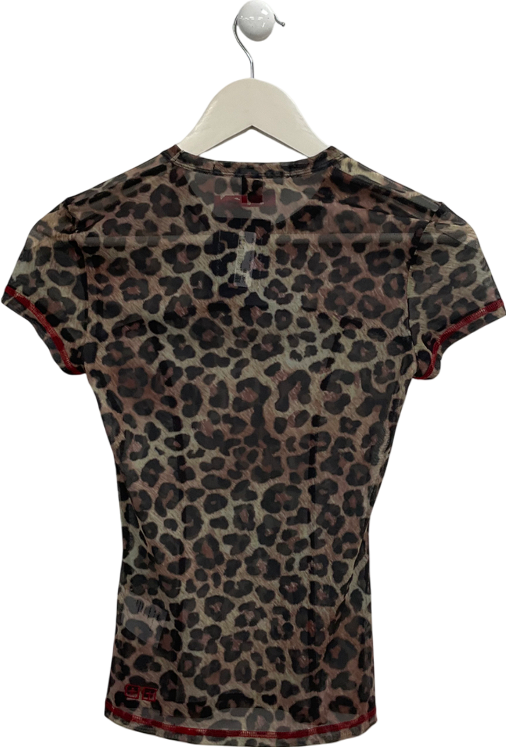 Ksubi Brown Rampant Mesh T-shirt In Leopard UK S