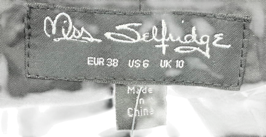 Miss Selfridge Black Faux Leather Trench Coat With Ring Belt UK 10