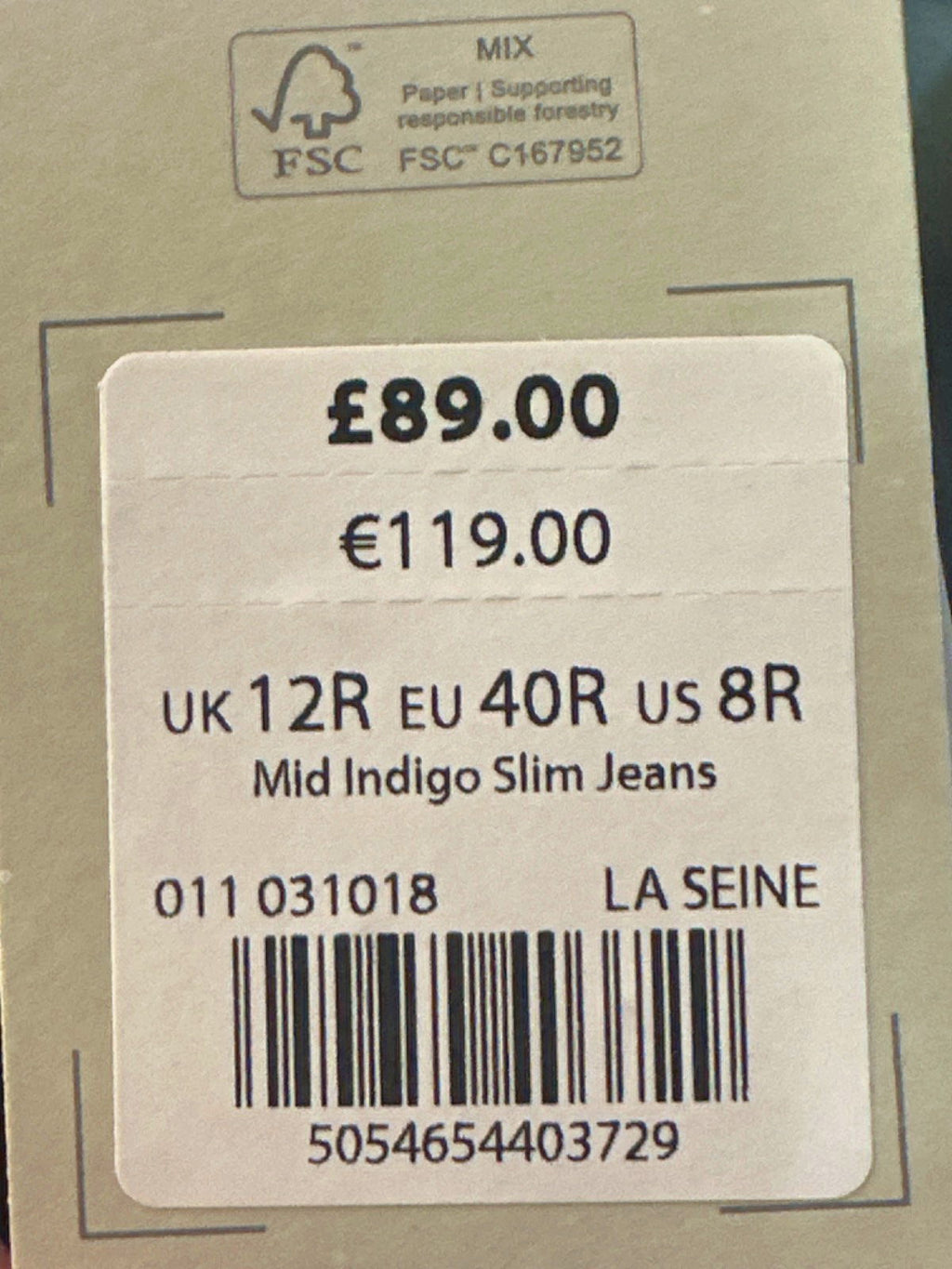 Mint Velvet Mid Indigo Slim Jeans UK 12R split hem