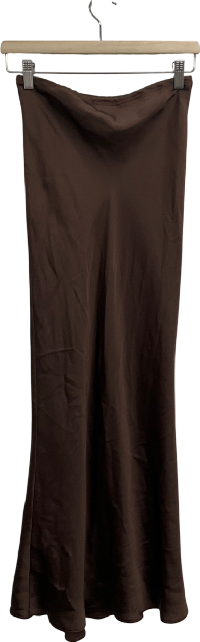 New Look Brown Satin Maxi Skirt UK 8