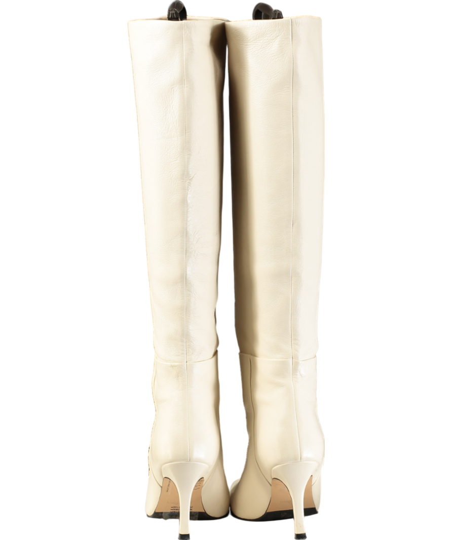 & Other Stories White Knee High Leather Boots UK 3 EU 36 👠