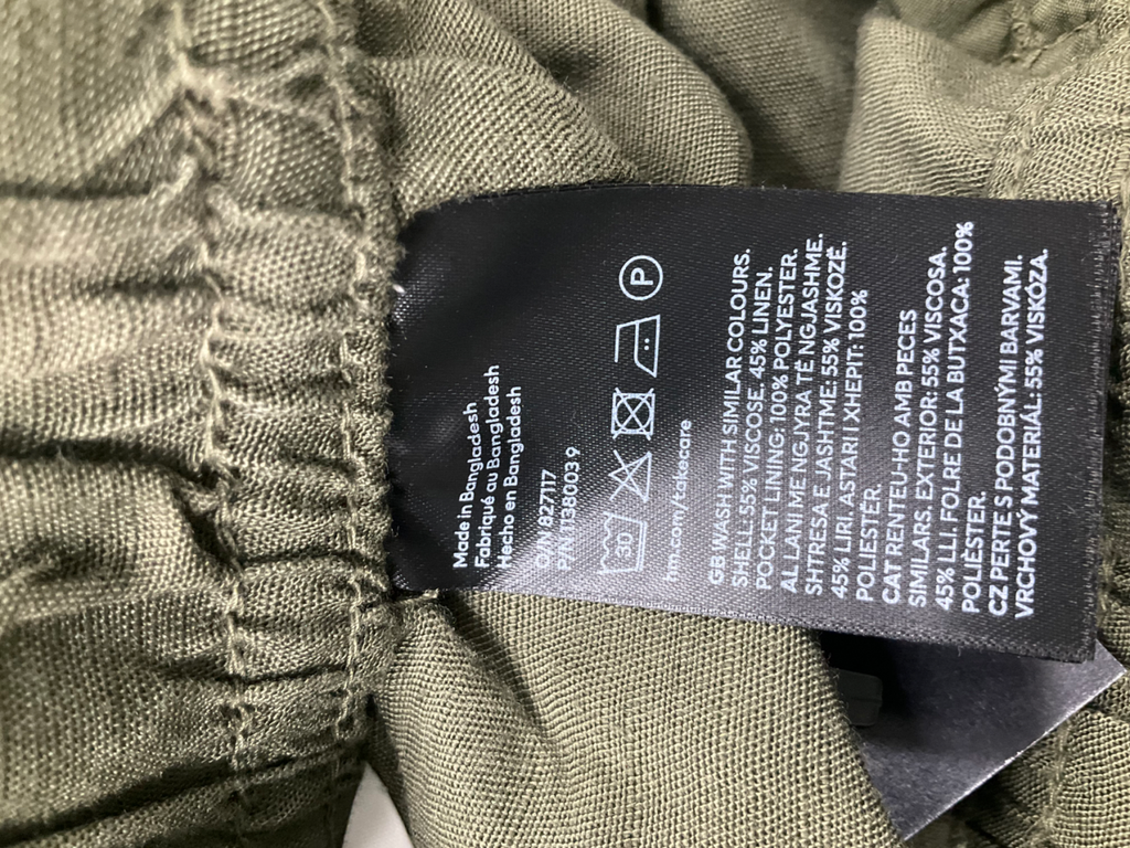 H&M Green Linen Blend Pull On Trousers UK S