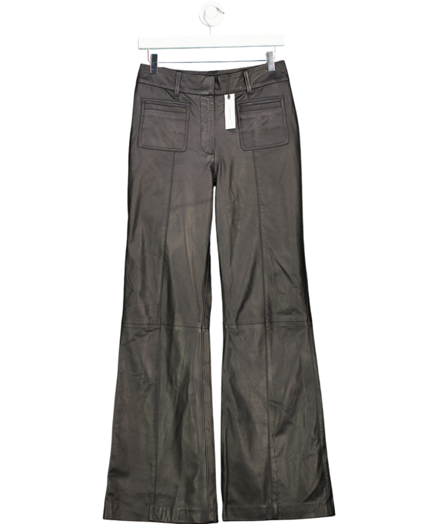 Karen Millen Black Real Leather Patch Pocket Trousers UK 8
