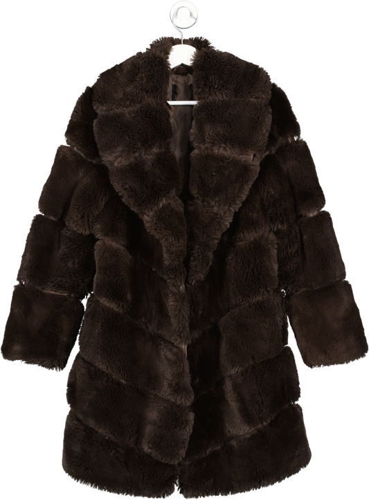 River Island Brown Faux Fur Robe Coat UK S