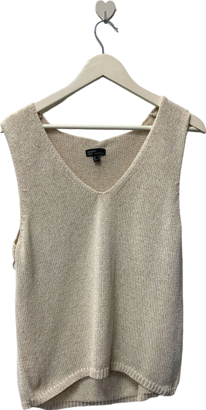 Nobody's Child Beige Knitted Sleeveless Top UK L