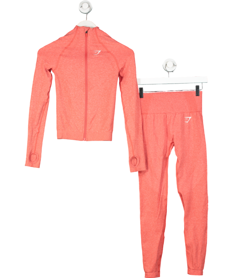 gymshark Pink Vital Seamless Tight Tracktop & Seamless Leggings UK XS