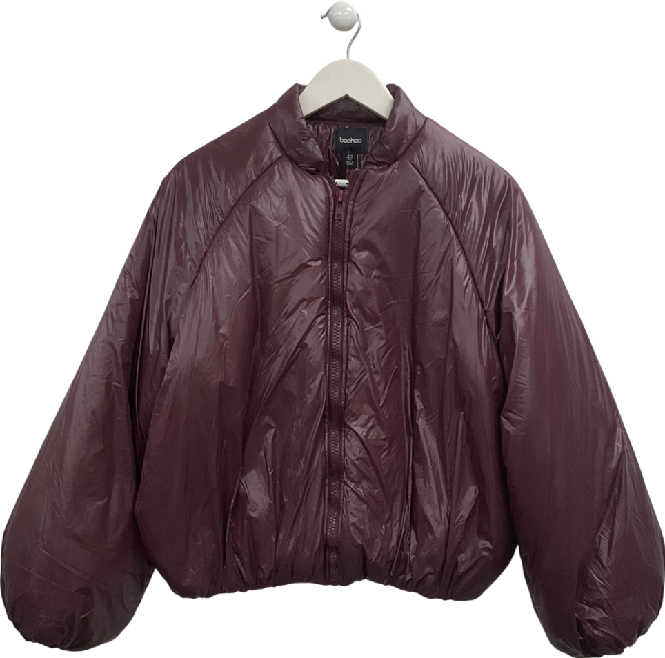 boohoo Purple Quilted Puffer Coat UK 10