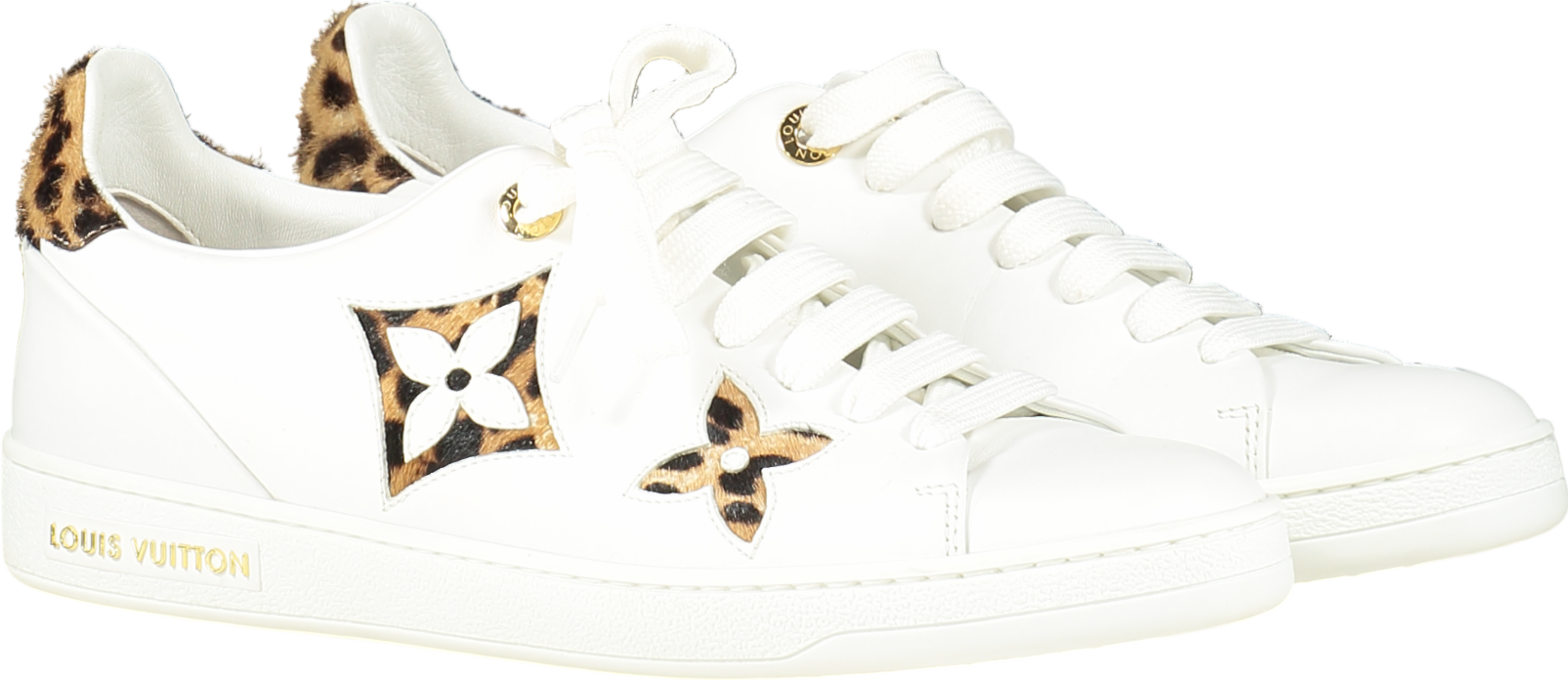 Louis Vuitton White Calfskin Calf Hair Monogram Giant Jungle Frontrow Trainers UK 2.5 EU 35.5 👠