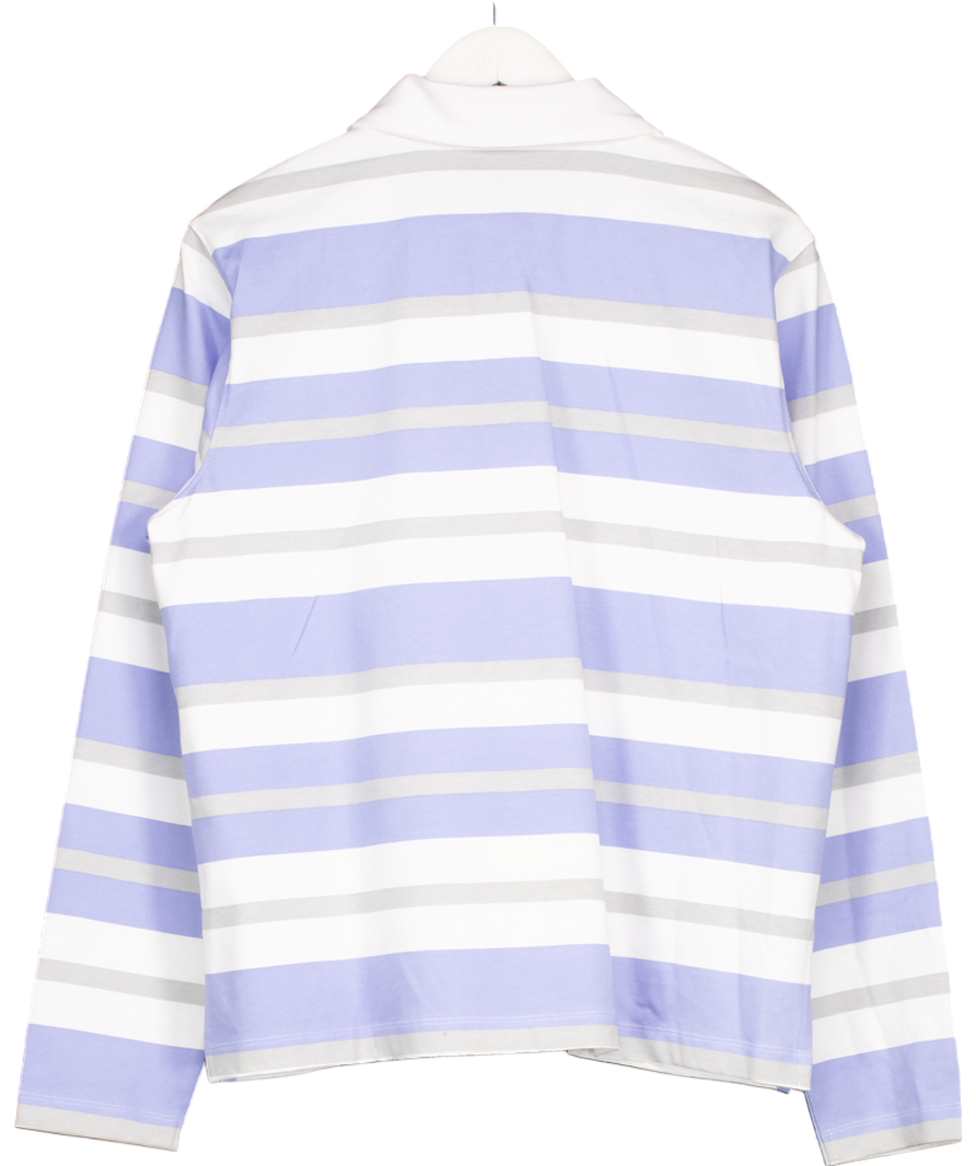 NA-KD Blue Rugby Shirt Blue/ Grey Stripe UK M