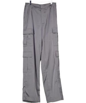 Cloeys Satin Cargo Trousers Grey UK 8