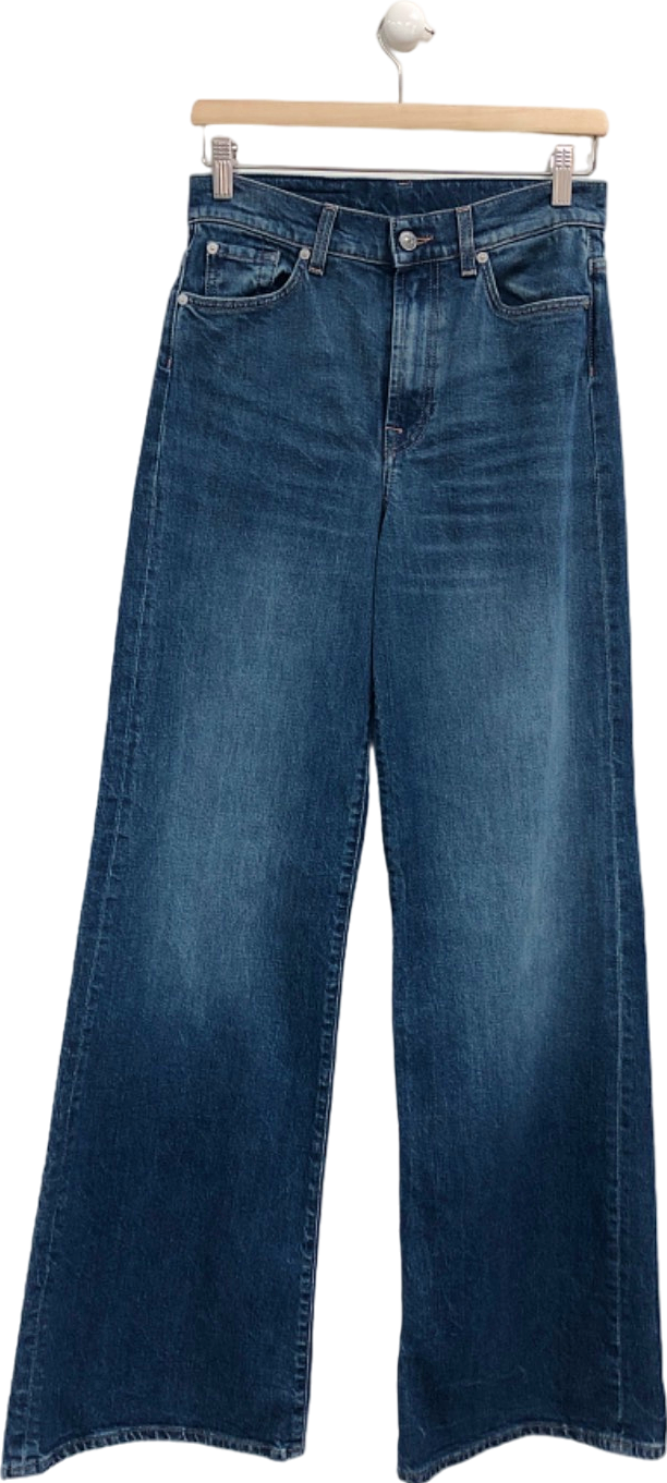 7 For All Mankind Blue Wide Leg Jeans UK 8