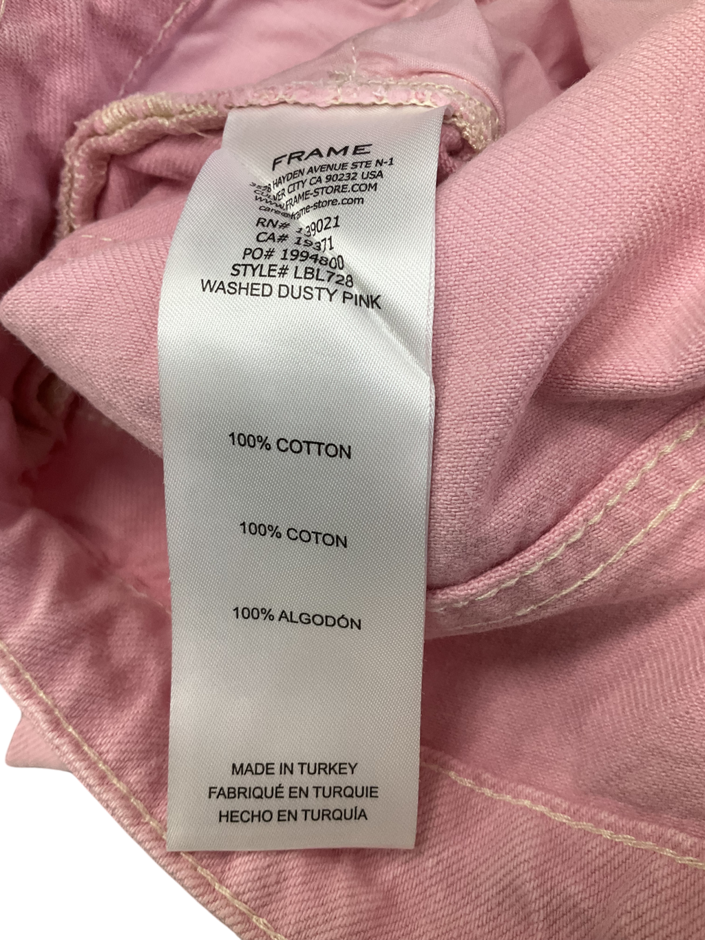 FRAME Pink Long Barrel High-rise Wide-leg Jeans UK 6