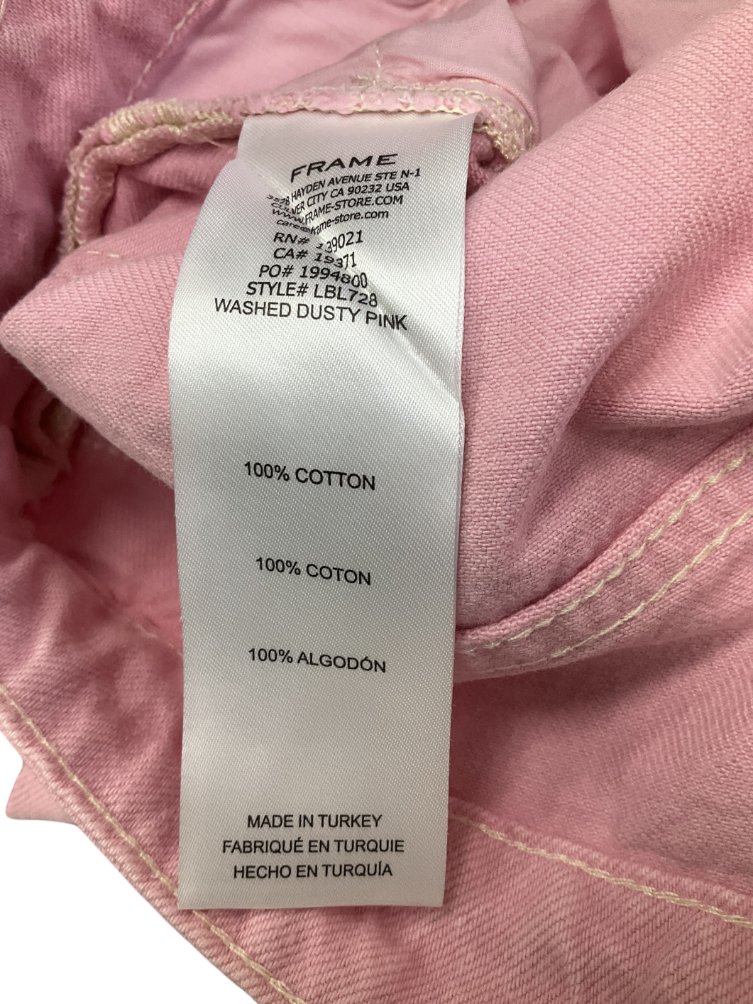 FRAME Pink Long Barrel High-rise Wide-leg Jeans UK 6