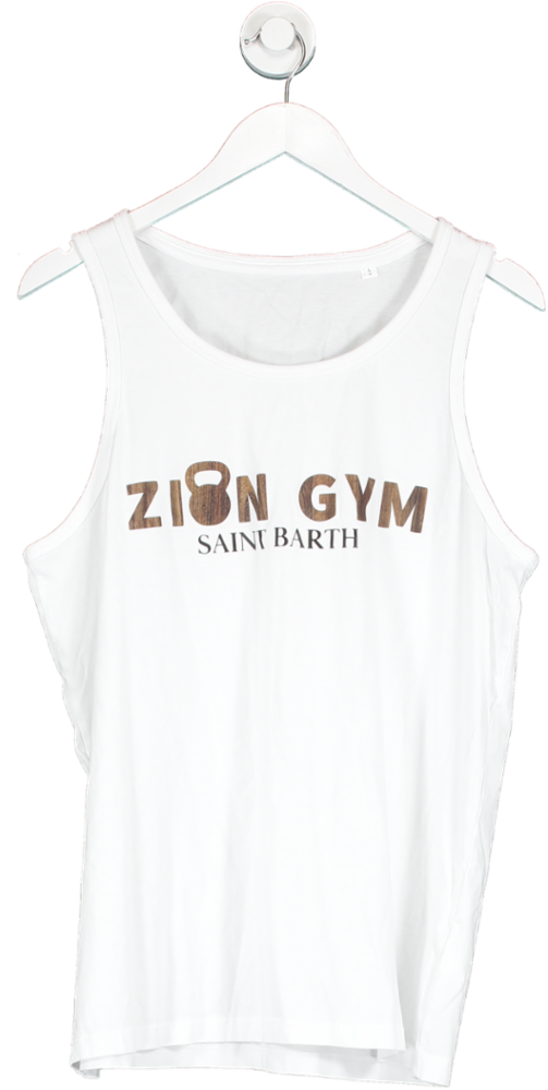 White Zion Gym Logo Tank Top UK L
