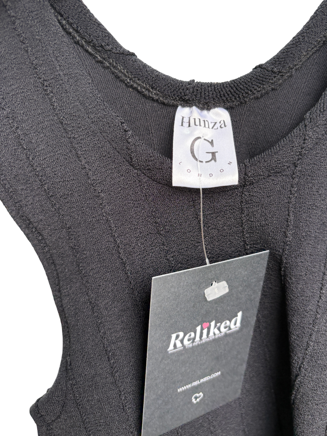 Hunza G Black Cropped Racer Top UK XS/S