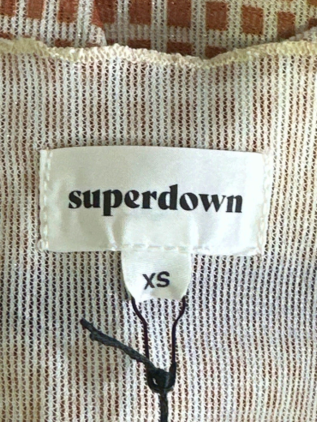 Superdown Beige Geometric Print Long Sleeve Bodycon Dress UK XS