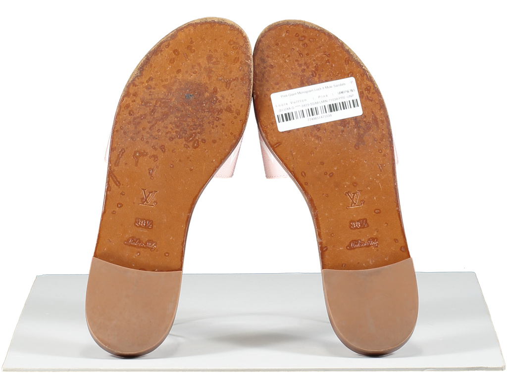 Louis Vuitton Pink Giant Monogram Lock It Mule Sandals UK 5.5 EU 38.5 👠