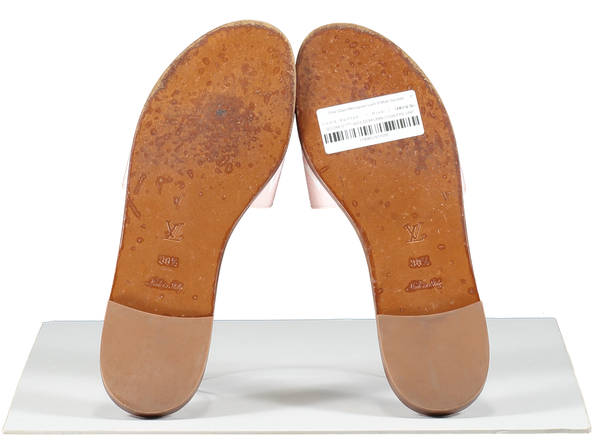 Louis Vuitton Pink Giant Monogram Lock It Mule Sandals UK 5.5 EU 38.5 👠