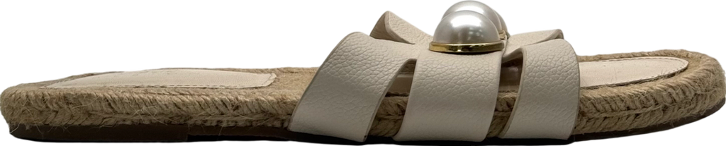 ASOS Beige Jazzy Espadrille Mules With Faux Pearls In Cream UK 6 EU 39 👠