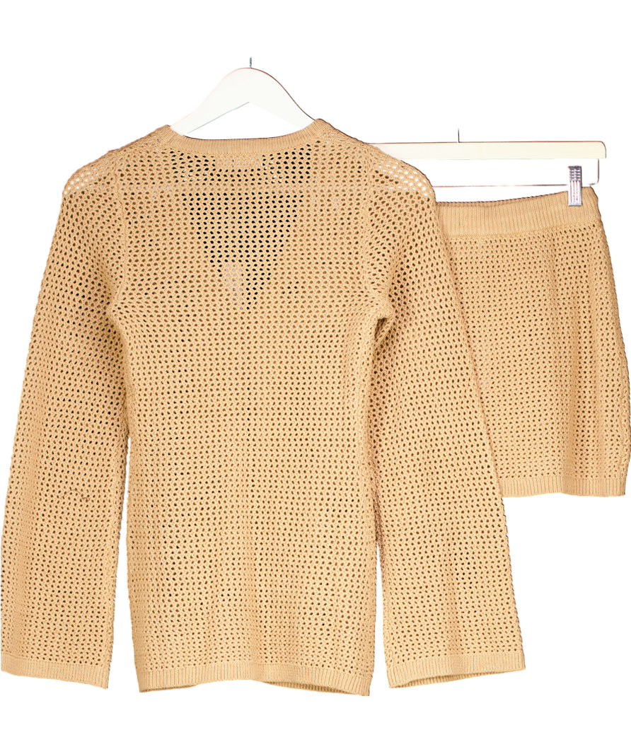 4th & Reckless Beige Elouise Knitted Top And Mini Skirt UK 6